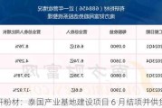 有研粉材：泰国产业基地建设项目 6 月结项并供货