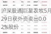 沪深股通|巨星农牧5月29日获外资卖出0.02%股份