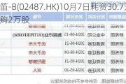 科笛-B(02487.HK)10月7日耗资30.7万港元回购2万股