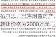 拓尔思：出售闲置房产，转让价格为2000万元