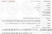 人保财险普洱市分公司被罚91万元：因编制虚假业务财务资料等违法违规行为