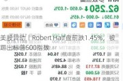 美股异动丨Robert Half盘前跌1.45%，被踢出标普500指数