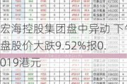 宏海控股集团盘中异动 下午盘股价大跌9.52%报0.019港元