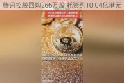 腾讯控股回购266万股 耗资约10.04亿港元