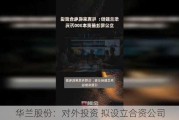 华兰股份：对外投资 拟设立合资公司