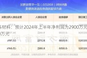 鑫科材料：预计2024年上半年净利润为2900万元到3900万元