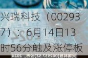 兴瑞科技（002937）：6月14日13时56分触及涨停板