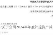 观典防务:关于公司2024半年度计提资产减值准备的公告