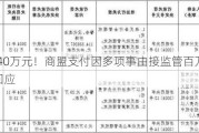 罚没540万元！商盟支付因多项事由接监管百万罚单 公司回应