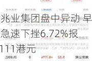 佳兆业集团盘中异动 早盘急速下挫6.72%报0.111港元