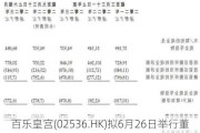 百乐皇宫(02536.HK)拟6月26日举行董事会会议批准年度业绩