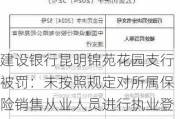 建设银行昆明锦苑花园支行被罚：未按照规定对所属保险销售从业人员进行执业登记和管理