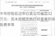 中华财险延边中心支公司被罚32万元：因未按规定执行经备案的保险费率等