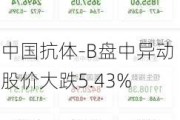 中国抗体-B盘中异动 股价大跌5.43%