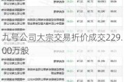 九号公司大宗交易折价成交229.00万股