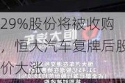 29%股份将被收购，恒大汽车复牌后股价大涨