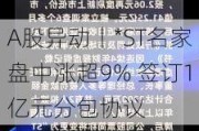 A股异动丨*ST名家盘中涨超9% 签订1亿元分包协议