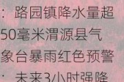 渭源暴雨预警升级：路园镇降水量超50毫米渭源县气象台暴雨红色预警：未来3小时强降水继续