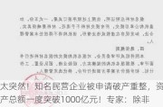 太突然！知名民营企业被申请破产重整，资产总额一度突破1000亿元！专家：除非有人接盘，否则很难重生