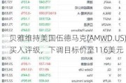 贝雅维持美国伍德马克(AMWD.US)买入评级，下调目标价至116美元