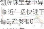 创辉珠宝盘中异动 临近午盘快速下挫5.71%报0.165港元