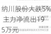 纳川股份大跌5% 主力净流出195万元