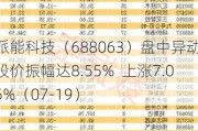 派能科技（688063）盘中异动 股价振幅达8.55%  上涨7.05%（07-19）