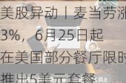 美股异动丨麦当劳涨3%，6月25日起在美国部分餐厅限时推出5美元套餐