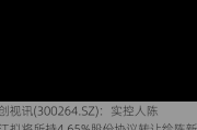 佳创视讯(300264.SZ)：实控人陈坤江拟将所持4.65%股份协议转让给陈新涛