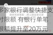 多家银行调整快捷支付限额 有银行单笔限额提升至20万元