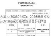 火星人(300894.SZ)：2023年度权益分派10派6元 股权登记日5月27日