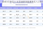 连续3日净买入 比亚迪获深股通净买入2.85亿元