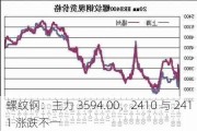 螺纹钢：主力 3594.00，2410 与 2411 涨跌不一