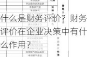 什么是财务评价？财务评价在企业决策中有什么作用？