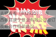 去吧看看（832920）：与西峡县康宁菇业有限公司签订了战略合作框架协议