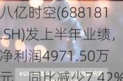 八亿时空(688181.SH)发上半年业绩，净利润4971.50万元，同比减少7.42%