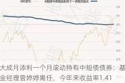 大成月添利一个月滚动持有中短债债券：基金经理曾婷婷离任，今年来收益率1.41%