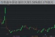 蓝鸟生物盘中异动 股价大涨5.58%报0.379美元