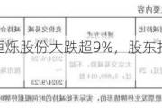 A股异动丨恒烁股份大跌超9%，股东拟减持不超2%股份