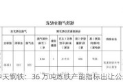 中天钢铁：36 万吨炼铁产能指标出让公示