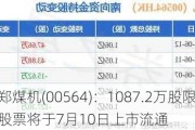 郑煤机(00564)：1087.2万股限制性股票将于7月10日上市流通