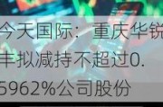 今天国际：重庆华锐丰拟减持不超过0.5962%公司股份