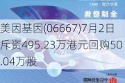 美因基因(06667)7月2日斥资495.23万港元回购50.04万股