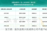 宝兰德：股东赵艳兴拟减持公司不超1%股份