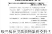 碳元科技股票索赔案提交到***，业绩预告披露不准确，受损股民可索赔