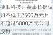 捷顺科技：董事长提议回购不低于2500万元且不超过5000万元公司股份