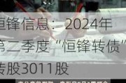 恒锋信息：2024年第二季度“恒锋转债”转股3011股