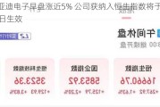 比亚迪电子早盘涨近5% 公司获纳入恒生指数将于6月11日生效