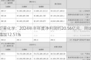 卫星化学：2024年半年度净利润约20.56亿元，同比增加12.51%