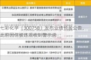 七彩化学（300758）发布业绩预盈公告，此前因信披违规收到警示函